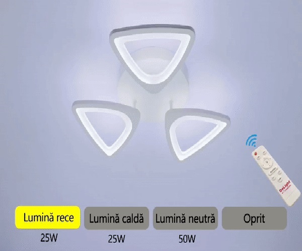 Lustra LED 50W 3 Functii Dimabila cu Telecomanda LZ75L003 3 lustra led 50w 3 functii dimabila cu telecomanda lz 75L003 1