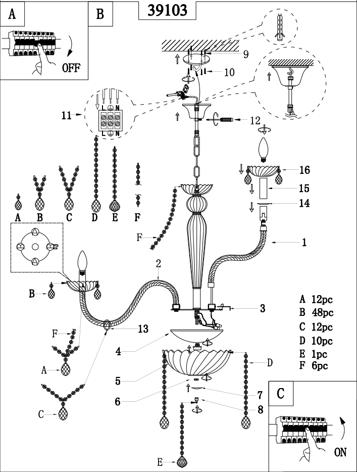 Candelabru 18 Socluri E14 Basilano LZ39103 6 candelabru 18 socluri e14 lz39103 2