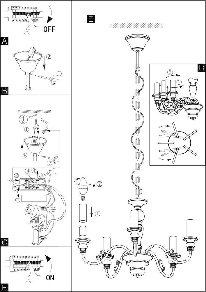 Candelabru 5 Socluri E14 Caposile LZ49851 5 candelabru 5 socluri e14 falcado lz49851 2
