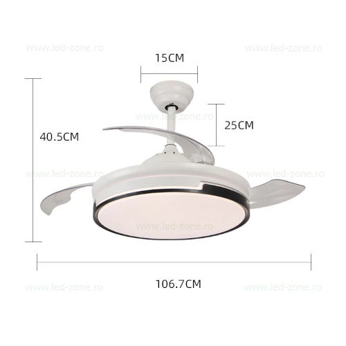 lustra led rotunda cu ventilator si telecomanda lz410yy alb 1