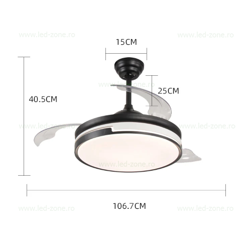 Lustra LED Rotunda cu Ventilator si Telecomanda LZ410YY Negru 7 lustra led rotunda cu ventilator si telecomanda lz410yy negru 2