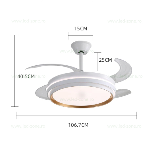 Lustra LED Rotunda cu Ventilator si Telecomanda LZ417YY Alb 1 lustra led rotunda cu ventilator si telecomanda lz417yy 2