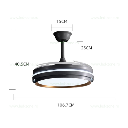 lustra led rotunda cu ventilator si telecomanda lz417yy negru 2