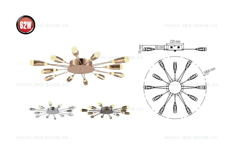Lustra LED 62W 12 Segmente LZ-Favori 4 lustra led 12 segmente lz62f descriere