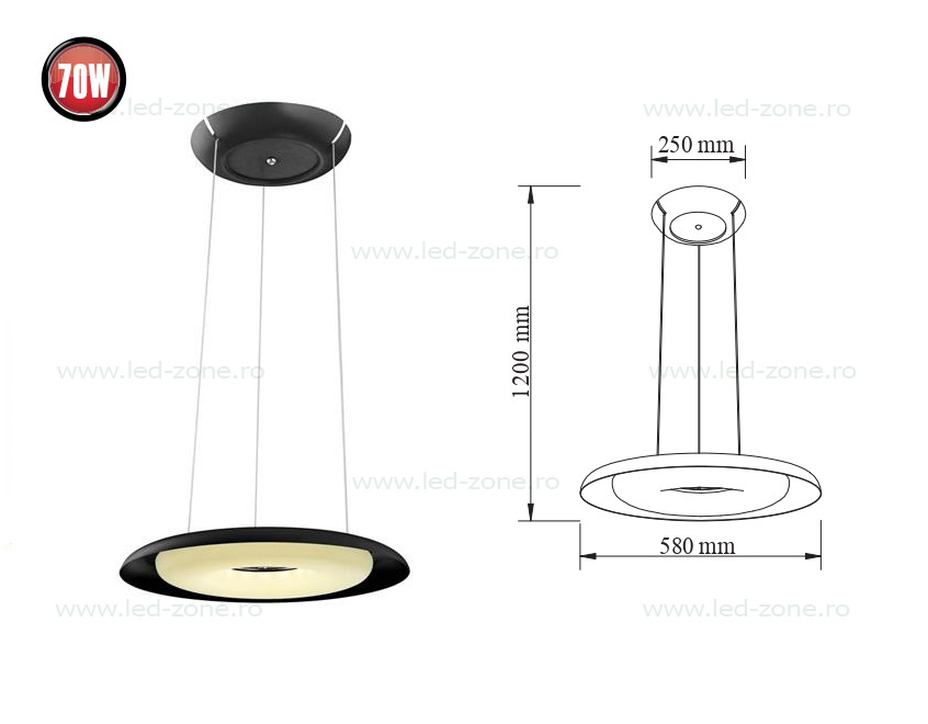 Lustra LED 70W Rotunda DELUXE 5 lustra led suspendata lz70d