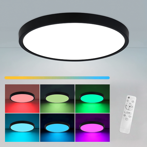 panou led 100w d 60cm aplicat negru rgb cct cu telecomanda
