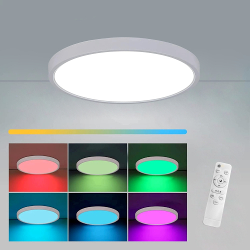 Panou LED 50W D-40cm Aplicat Alb RGB-CCT cu Telecomanda 10 panou led 50w d 40cm aplicat alb rgb cct cu telecomanda