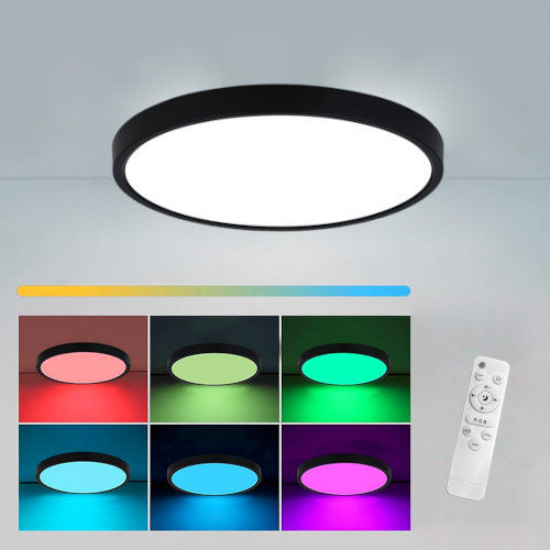 Panou LED 50W D-40cm Aplicat Negru RGB-CCT cu Telecomanda 9 panou led 50w d 40cm aplicat negru rgb cct cu telecomanda