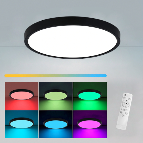 Panou LED 70W D-50cm Aplicat Negru RGB-CCT cu Telecomanda 10 panou led 70w d 50cm aplicat negru rgb cct cu telecomanda p1