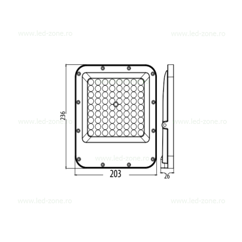 proiector led 100w slim gri pallas 2