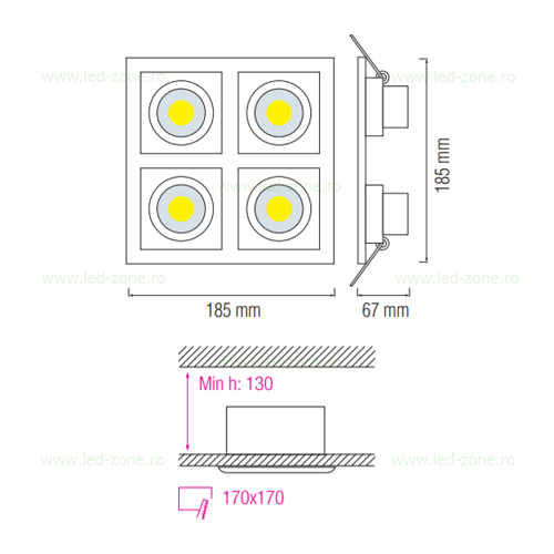 Spot LED 4x8W 4 Module COB Mobil Alb 6 spot led 4x8w 4 module cob mobil alb 2