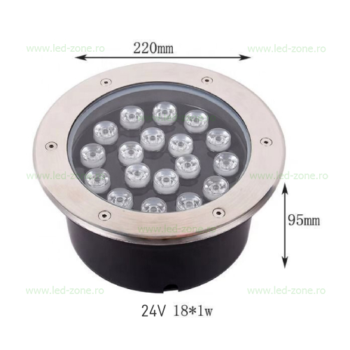 spot led exterior incastrabil 18x1w rotund 24v 7