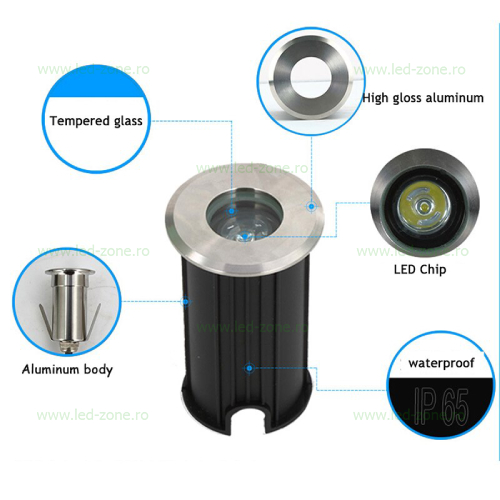 spot led exterior incastrabil 1w 3w rotund 12v 220V 4