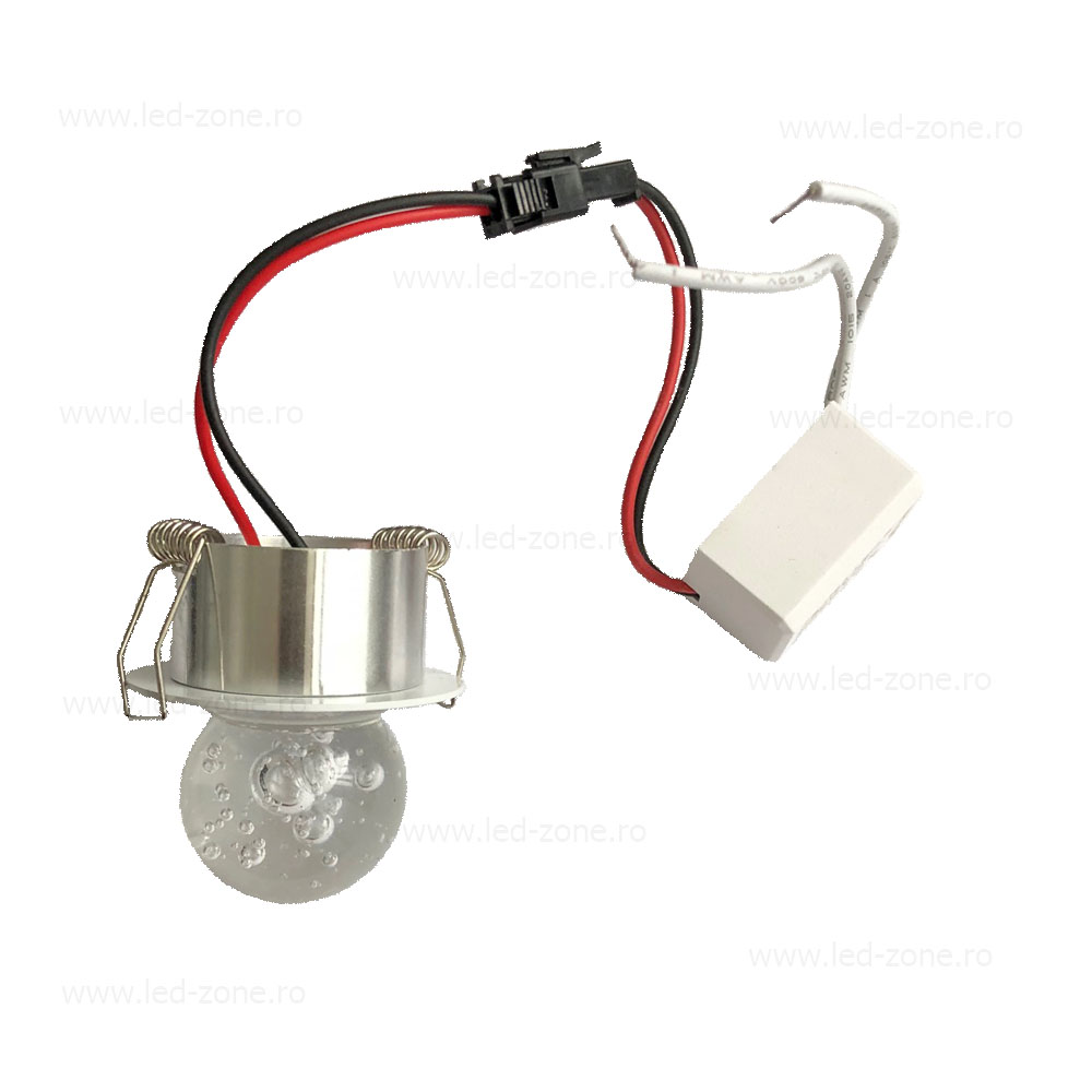 spot led 3w mini glob sticla rotund alb 3