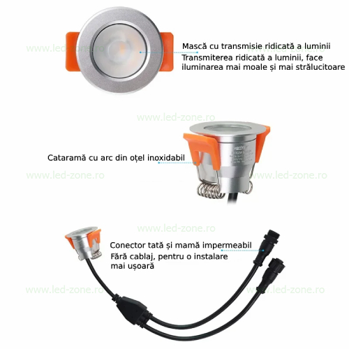 Spot LED 3W Rotund Incastrat RGB 12V 9 spot led 3w rotund incastrat monocrom cct rgb rgbw 4