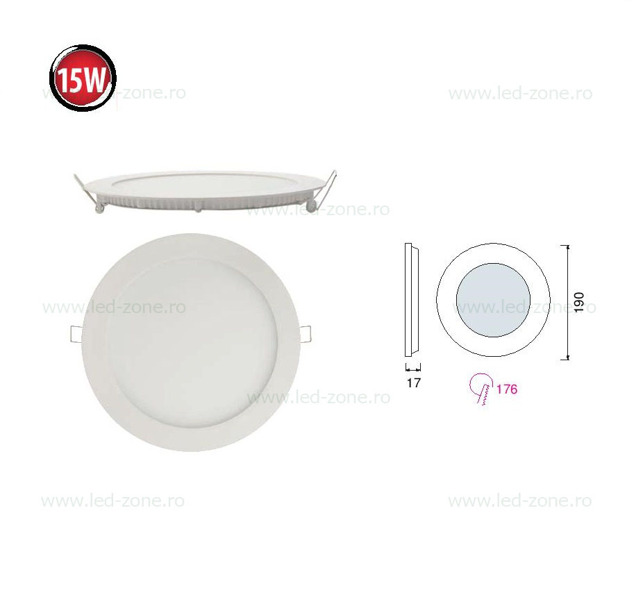 Spot LED 15W Slim Rotund Alb 1 spot led 15w slim rotund alb 1