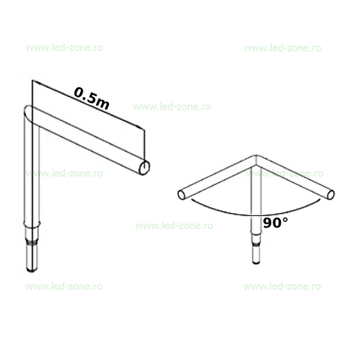 Consola Dubla 0.5m 90 Grade 3 consola dubla 0 5m 90 grade 1