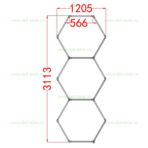 set 3 corpuri led honeycomb modular 128w hexagonal 3
