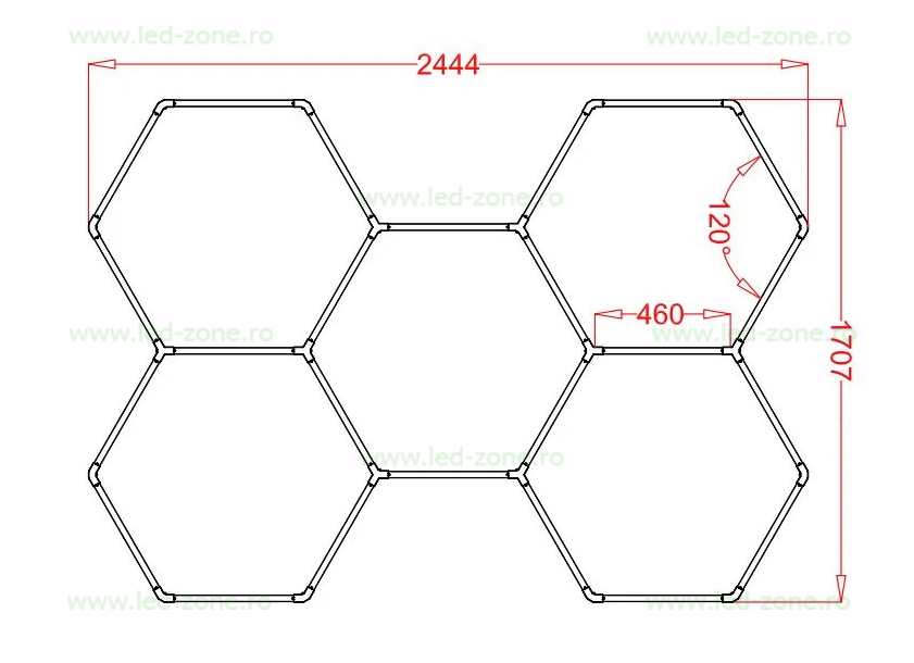 Set 5 Hexagoane LED Honeycomb RGB Digitale Tuburi 460mm Premium 1 set 5 hexagoane led honeycomb rgb digitale 3