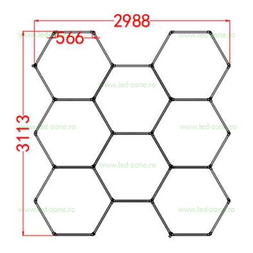 Set 8 Hexagoane LED Honeycomb 280W Tuburi 566mm 5 set 8 corpuri led honeycomb modular 280w hexagona 3